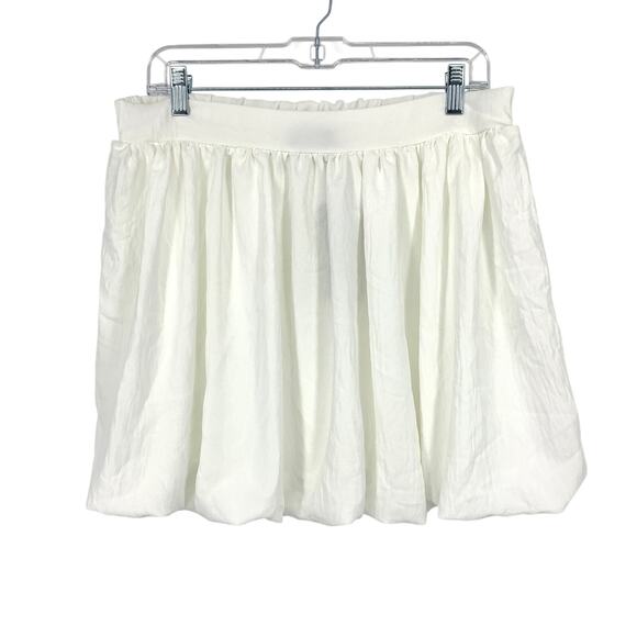 21 Saints Bubble Hem Mini Skirt Womens Size XL White Pleated Elastic Waist NEW - Picture 1 of 8